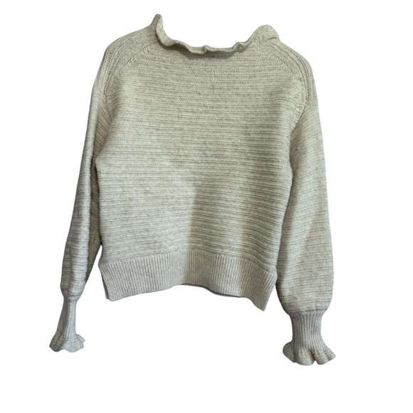 Madewell Women's Wool Blend Mock Ruffle Neck Sweater Top Size Medium - Picture 2 of 8